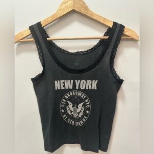 Brandy Melville “New York” lace trim tank. Size XS/S